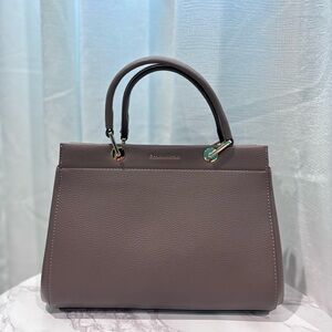 Taupe Structured Top-Handle Bag